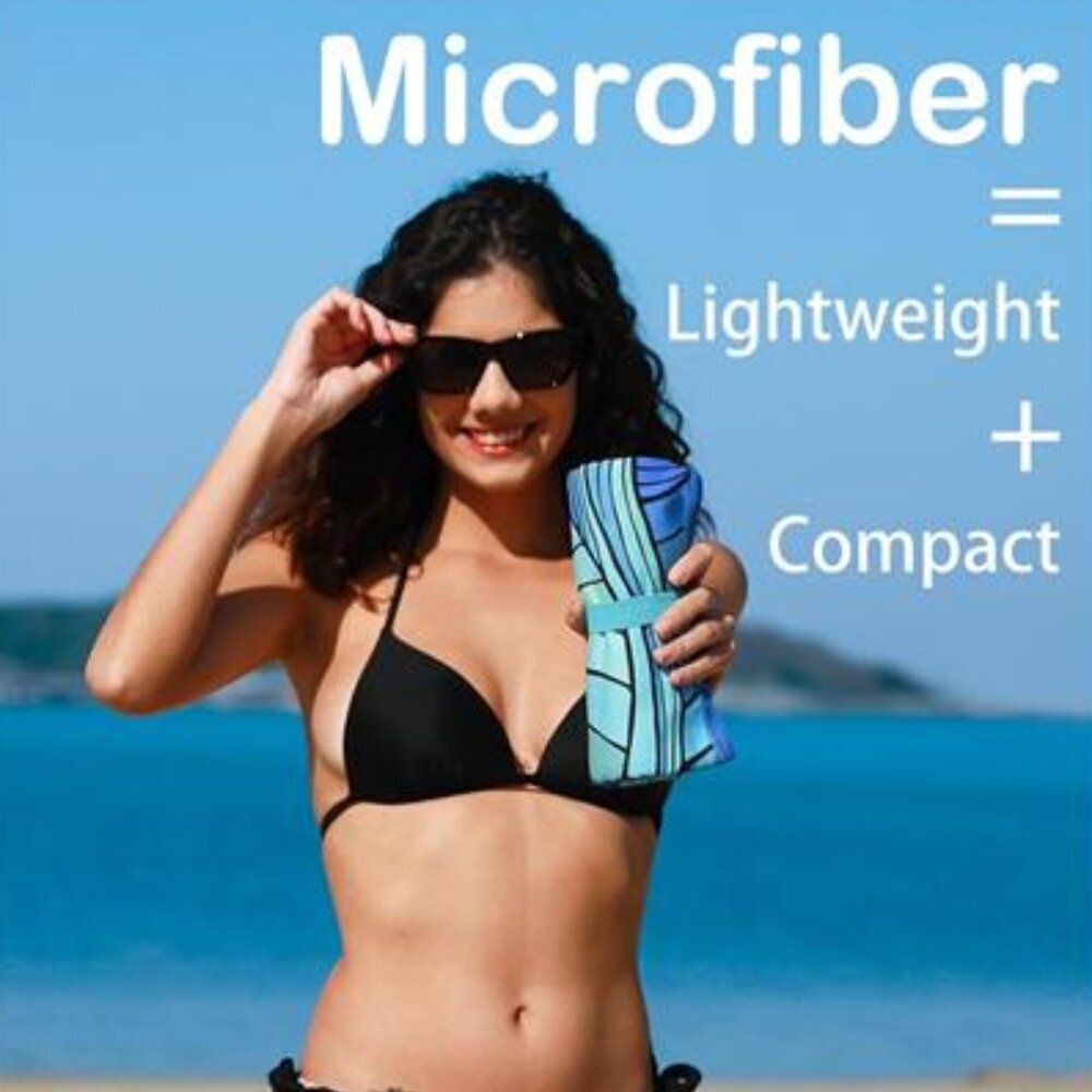 Microfiber Lightweight Thin Gym Beach Towel Compact Waves Tie Dye Desing 32"x71" - Picture 3 of 7